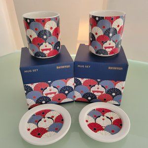 Doraemon Mug with Lid/Saucer Set x 2, NIB